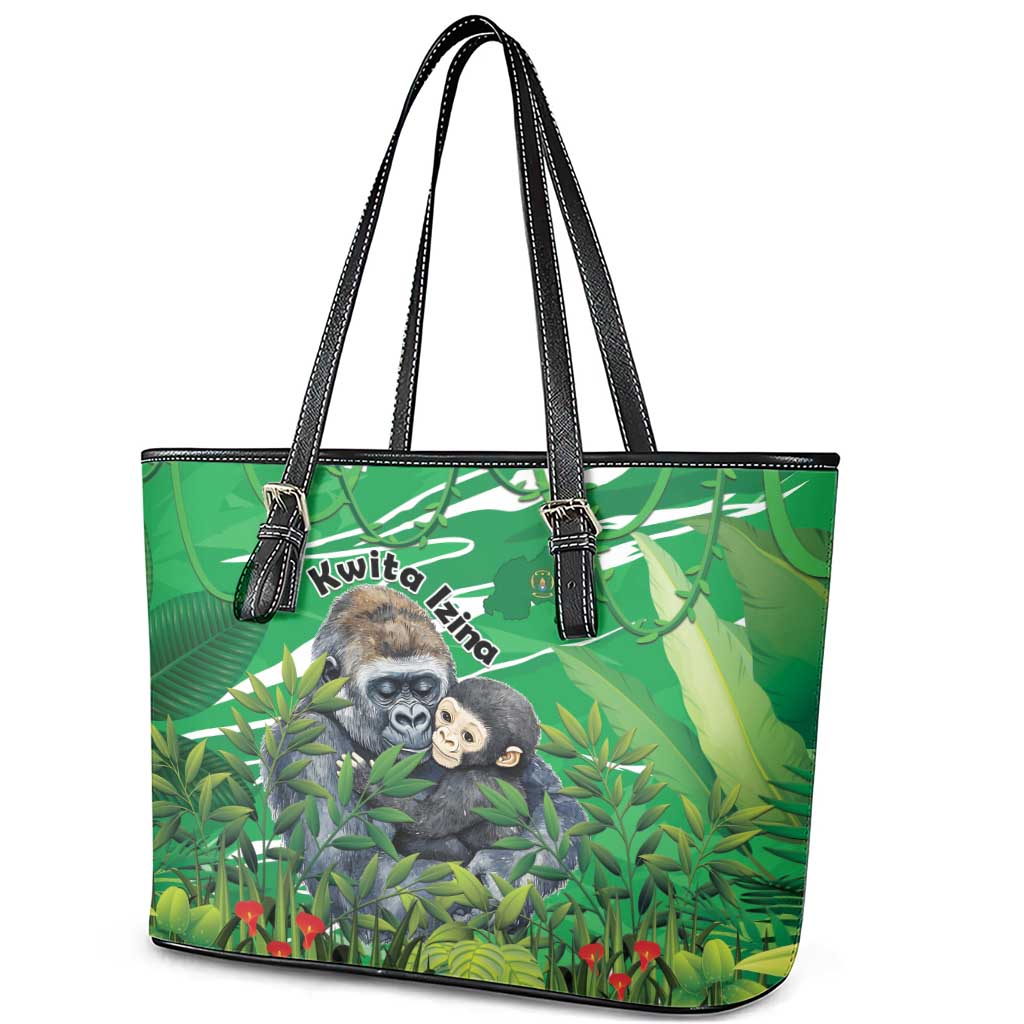 Rwanda Kwita Izina 2025 Leather Tote Bag Gorilla Naming Day - African Pride