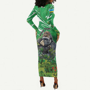 Personalized Rwanda Kwita Izina 2025 Long Sleeve Bodycon Dress Gorilla Naming Day - African Pride