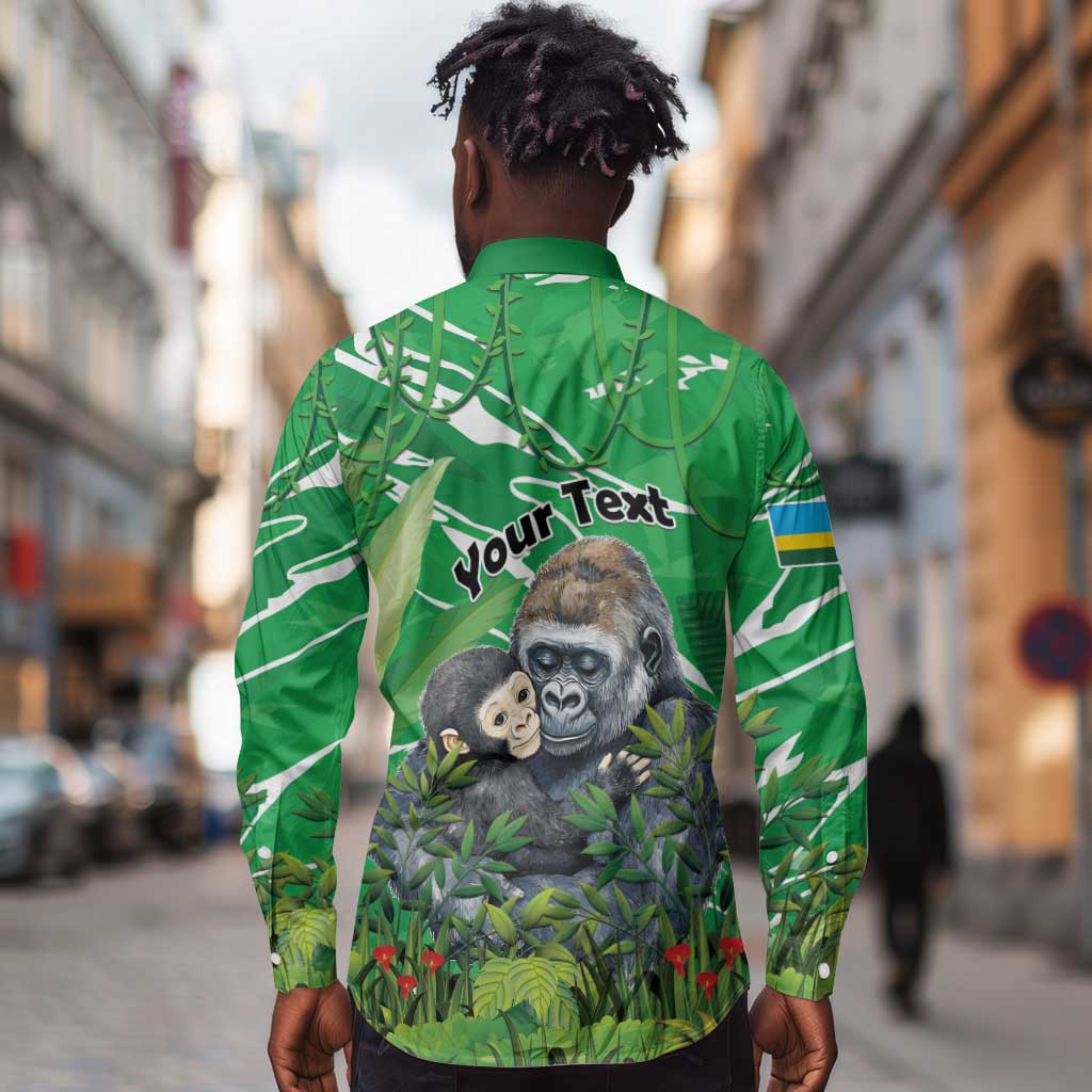Personalized Rwanda Kwita Izina 2025 Long Sleeve Button Shirt Gorilla Naming Day - African Pride