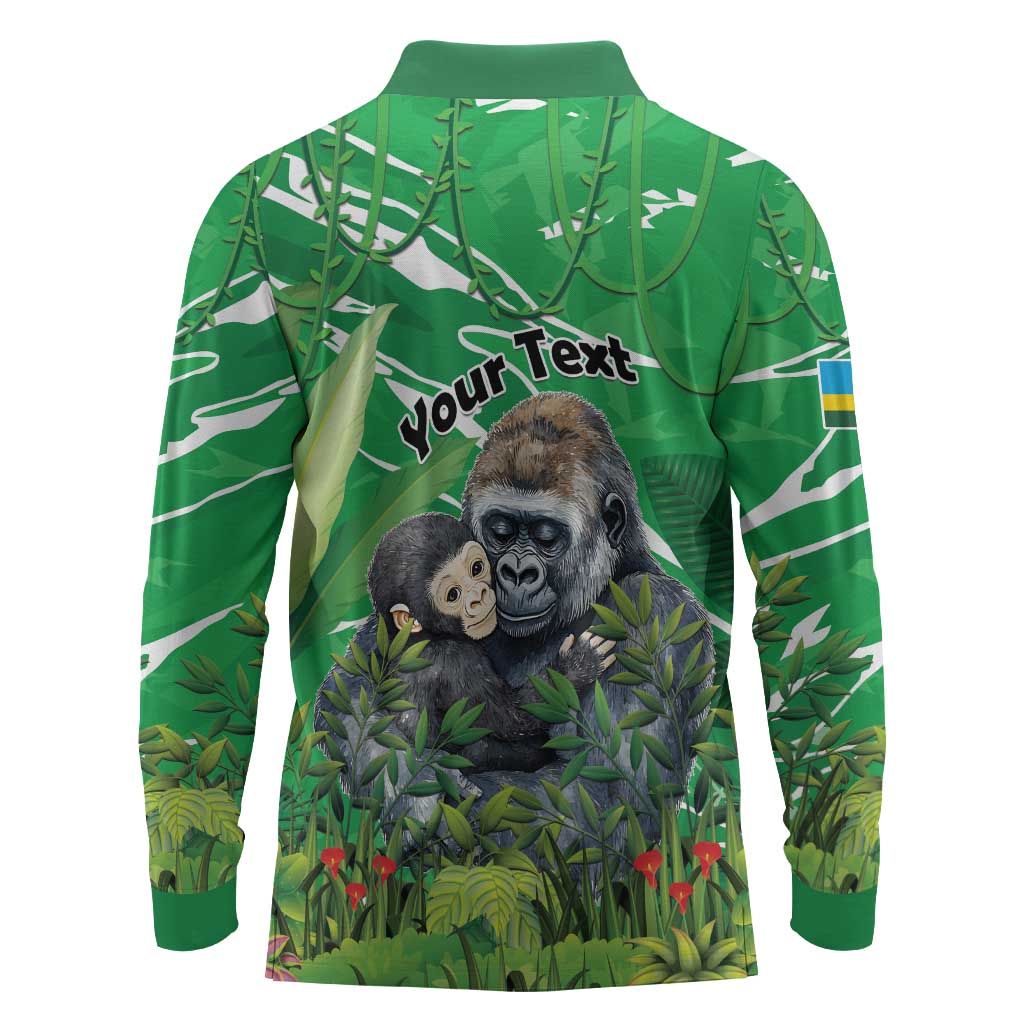 Personalized Rwanda Kwita Izina 2025 Long Sleeve Polo Shirt Gorilla Naming Day - African Pride