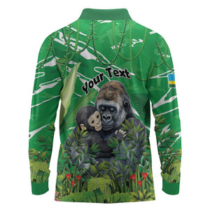 Personalized Rwanda Kwita Izina 2025 Long Sleeve Polo Shirt Gorilla Naming Day - African Pride