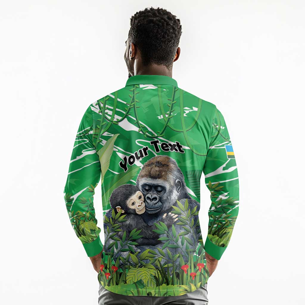 Personalized Rwanda Kwita Izina 2025 Long Sleeve Polo Shirt Gorilla Naming Day - African Pride