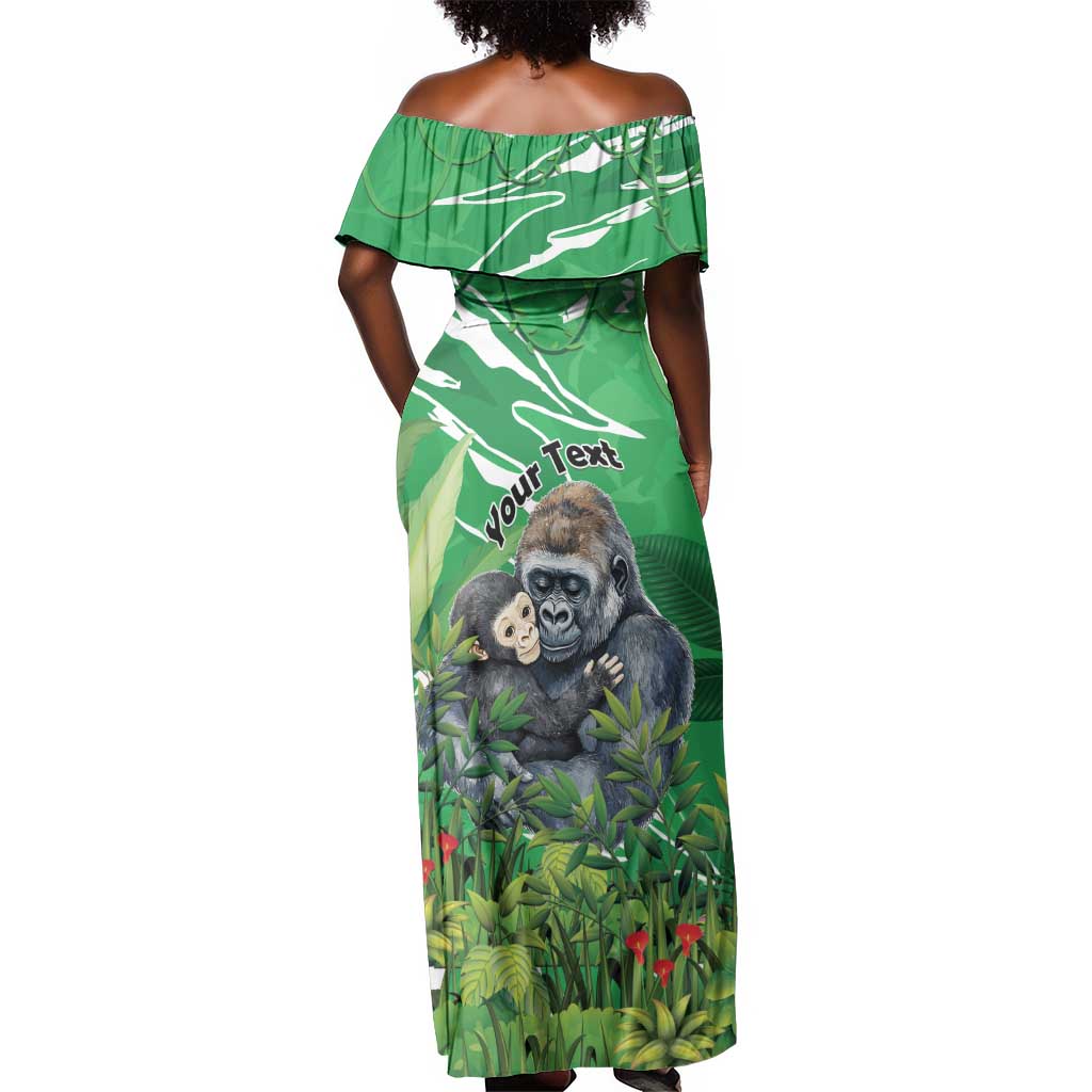 Personalized Rwanda Kwita Izina 2025 Off Shoulder Maxi Dress Gorilla Naming Day - African Pride