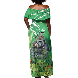 Personalized Rwanda Kwita Izina 2025 Off Shoulder Maxi Dress Gorilla Naming Day - African Pride