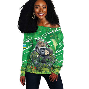 Personalized Rwanda Kwita Izina 2025 Off Shoulder Sweater Gorilla Naming Day - African Pride