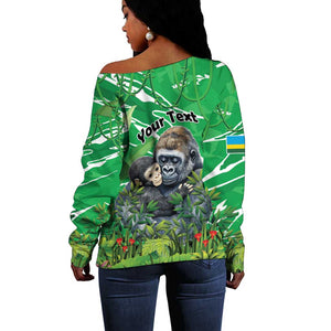 Personalized Rwanda Kwita Izina 2025 Off Shoulder Sweater Gorilla Naming Day - African Pride