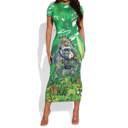 Personalized Rwanda Kwita Izina 2025 Short Sleeve Bodycon Dress Gorilla Naming Day - African Pride