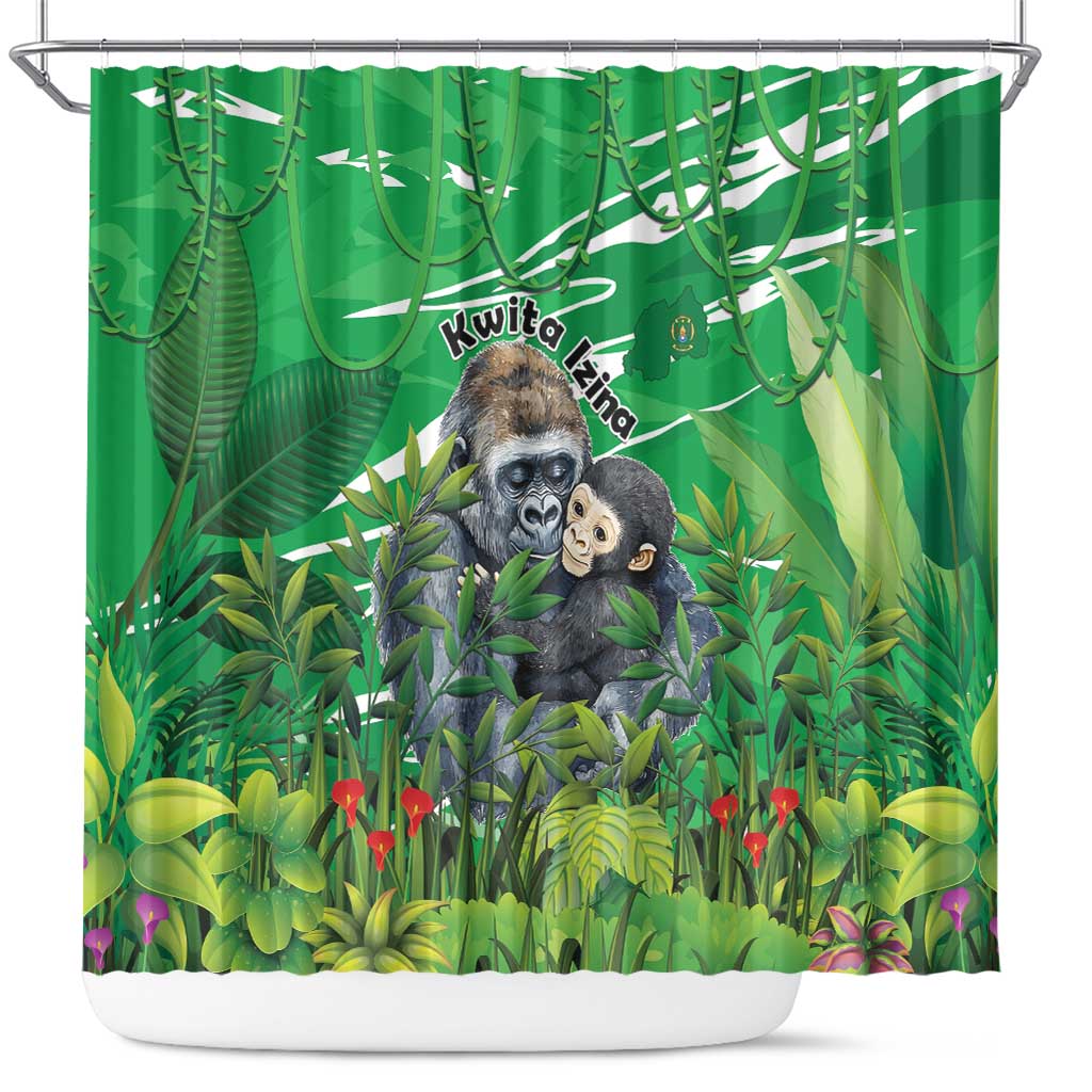 Rwanda Kwita Izina 2025 Shower Curtain Gorilla Naming Day - African Pride
