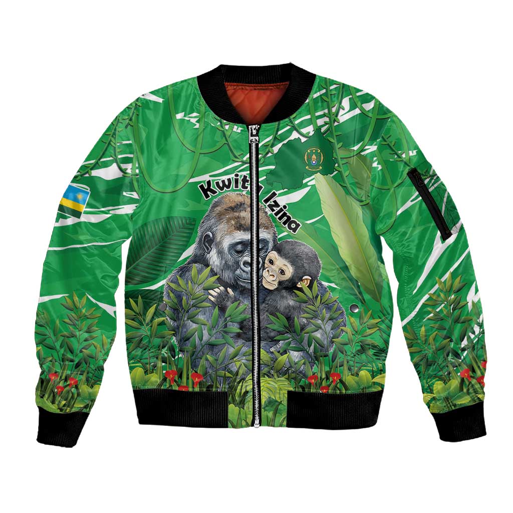 Personalized Rwanda Kwita Izina 2025 Sleeve Zip Bomber Jacket Gorilla Naming Day - African Pride