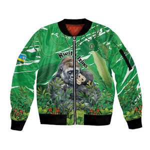 Personalized Rwanda Kwita Izina 2025 Sleeve Zip Bomber Jacket Gorilla Naming Day - African Pride