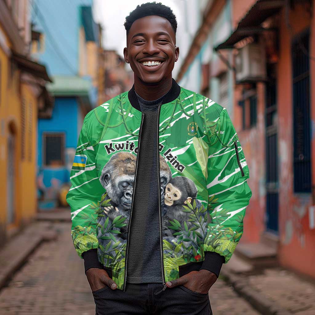 Personalized Rwanda Kwita Izina 2025 Sleeve Zip Bomber Jacket Gorilla Naming Day - African Pride