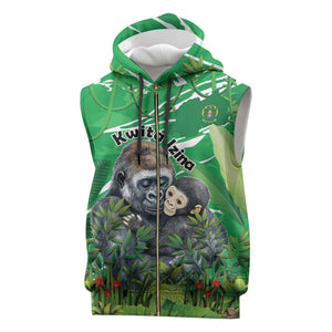 Personalized Rwanda Kwita Izina 2025 Sleeveless Zip Hoodie Gorilla Naming Day - African Pride