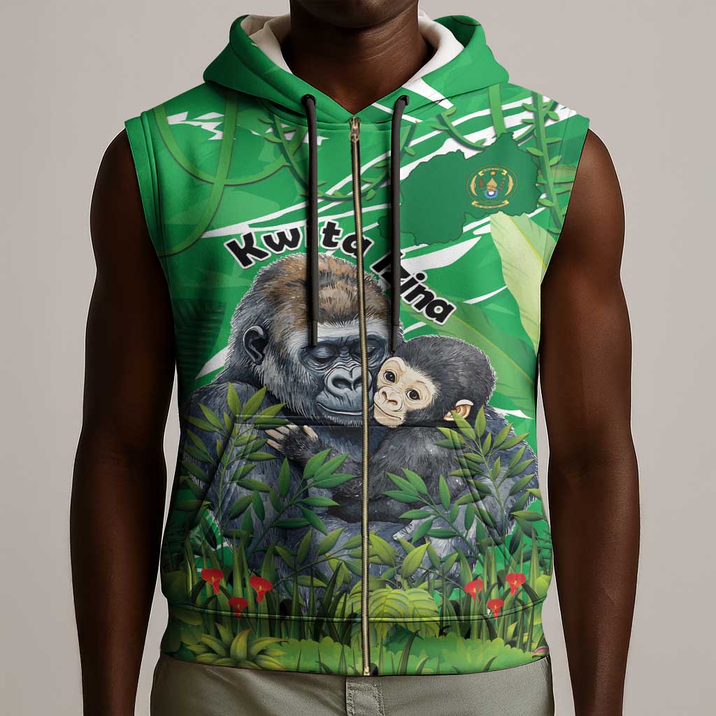 Personalized Rwanda Kwita Izina 2025 Sleeveless Zip Hoodie Gorilla Naming Day - African Pride