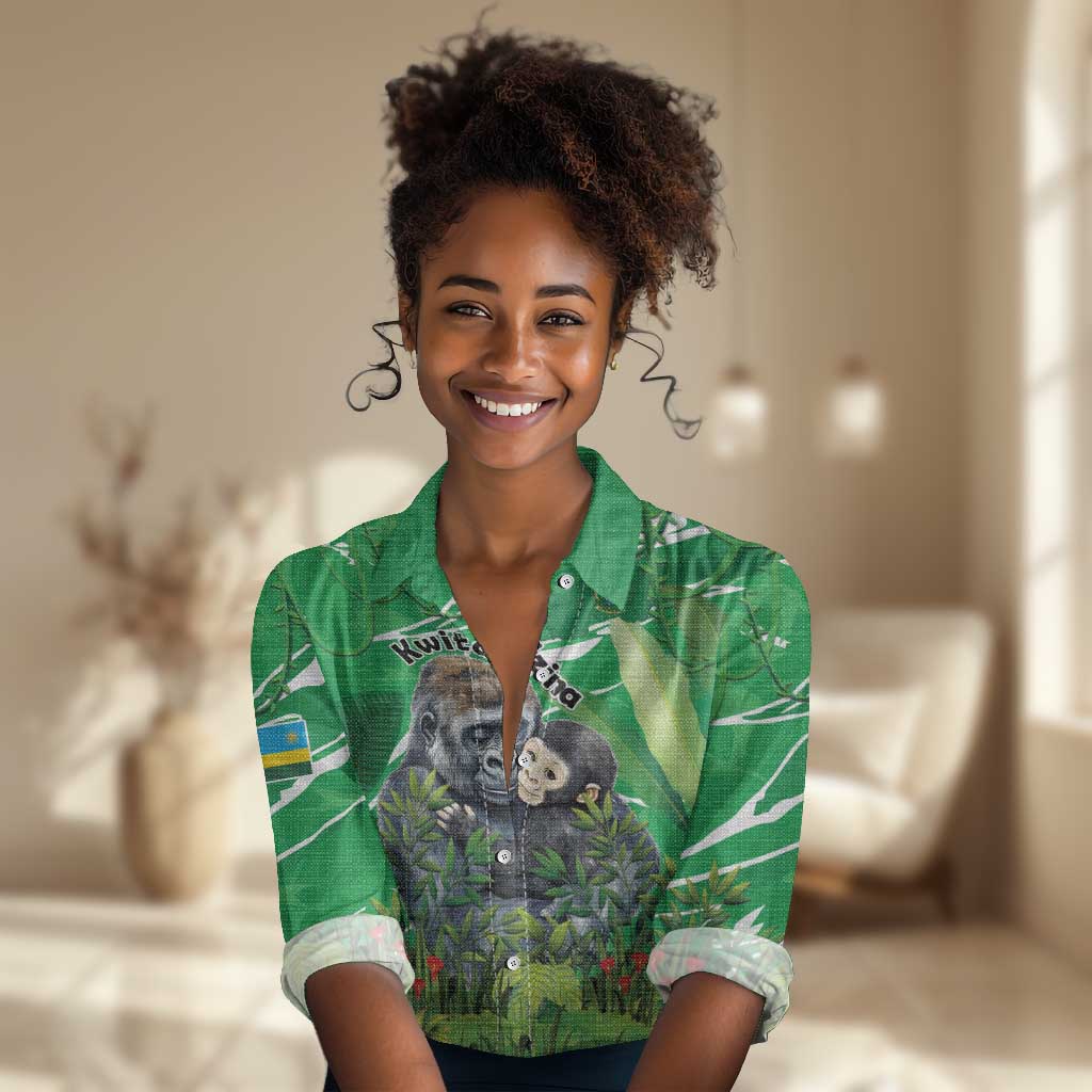 Personalized Rwanda Kwita Izina 2025 Women Casual Shirt Gorilla Naming Day - African Pride