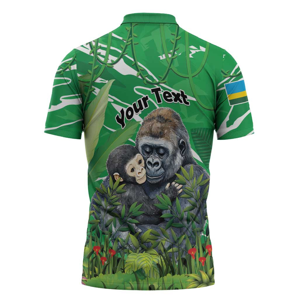Personalized Rwanda Kwita Izina Zipper Polo Shirt Name a Gorilla - Save a Species