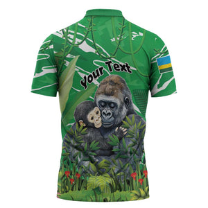 Personalized Rwanda Kwita Izina Zipper Polo Shirt Name a Gorilla - Save a Species