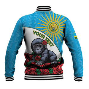 Personalized Rwanda’s Gorilla Naming Baseball Jacket Baby Gorilla Coat Of Arms With Red Rose - African Pride