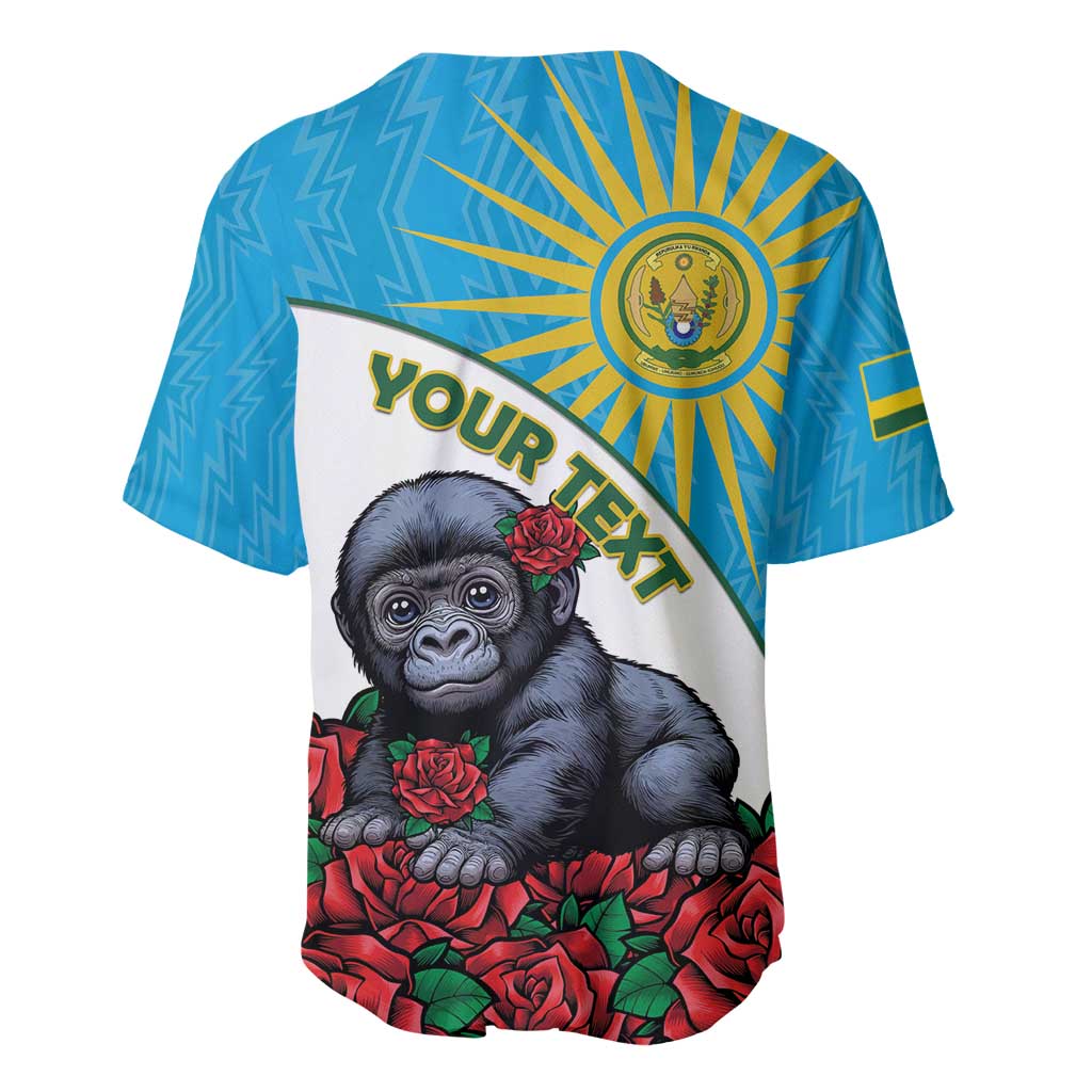 Personalized Rwanda’s Gorilla Naming Baseball Jersey Baby Gorilla Coat Of Arms With Red Rose - African Pride