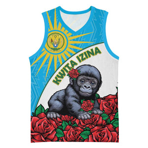 Personalized Rwanda’s Gorilla Naming Basketball Jersey Baby Gorilla Coat Of Arms With Red Rose - African Pride