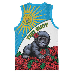 Personalized Rwanda’s Gorilla Naming Basketball Jersey Baby Gorilla Coat Of Arms With Red Rose - African Pride