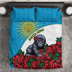 Rwanda’s Gorilla Naming Bedding Set Baby Gorilla Coat Of Arms With Red Rose - African Pride