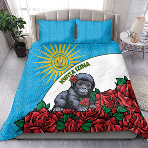 Rwanda’s Gorilla Naming Bedding Set Baby Gorilla Coat Of Arms With Red Rose - African Pride