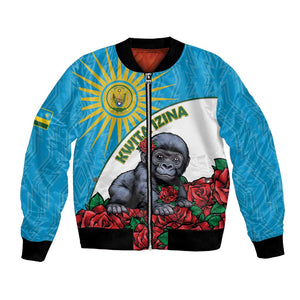 Personalized Rwanda’s Gorilla Naming Bomber Jacket Baby Gorilla Coat Of Arms With Red Rose - African Pride