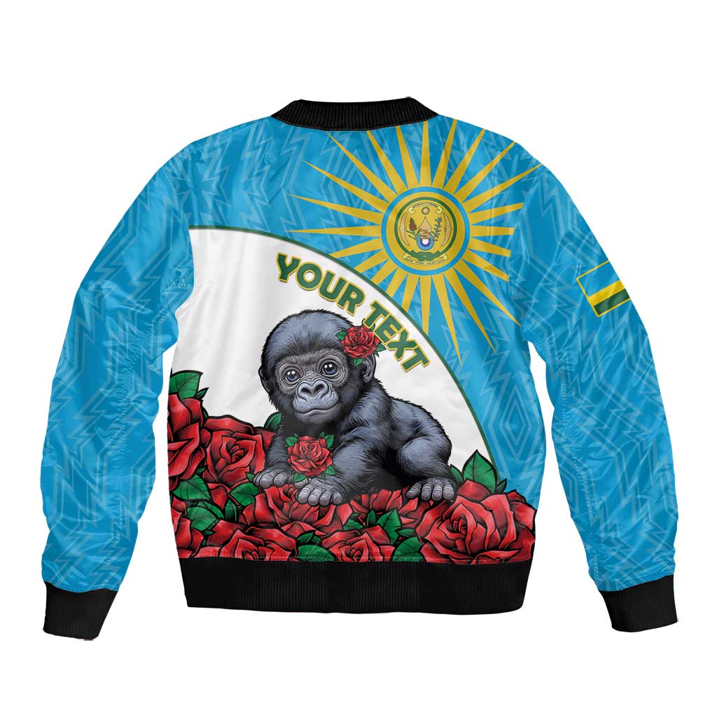 Personalized Rwanda’s Gorilla Naming Bomber Jacket Baby Gorilla Coat Of Arms With Red Rose - African Pride