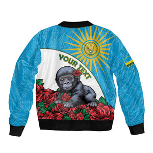 Personalized Rwanda’s Gorilla Naming Bomber Jacket Baby Gorilla Coat Of Arms With Red Rose - African Pride