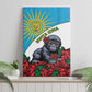 Rwanda’s Gorilla Naming Canvas Wall Art Baby Gorilla Coat Of Arms With Red Rose - African Pride