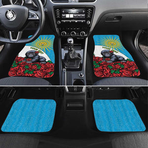 Rwanda’s Gorilla Naming Car Mats Baby Gorilla Coat Of Arms With Red Rose - African Pride