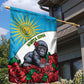 Rwanda’s Gorilla Naming Garden Flag Baby Gorilla Coat Of Arms With Red Rose - African Pride