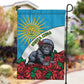 Rwanda’s Gorilla Naming Garden Flag Baby Gorilla Coat Of Arms With Red Rose - African Pride