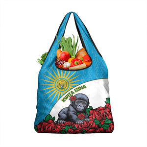 Rwanda’s Gorilla Naming Grocery Bag Baby Gorilla Coat Of Arms With Red Rose - African Pride
