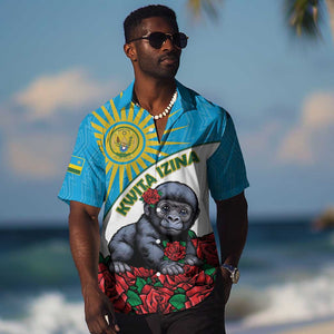 Personalized Rwanda’s Gorilla Naming Hawaiian Shirt Baby Gorilla Coat Of Arms With Red Rose - African Pride
