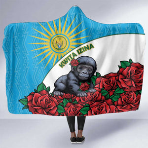 Rwanda’s Gorilla Naming Hooded Blanket Baby Gorilla Coat Of Arms With Red Rose - African Pride