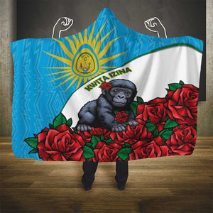 Rwanda’s Gorilla Naming Hooded Blanket Baby Gorilla Coat Of Arms With Red Rose - African Pride