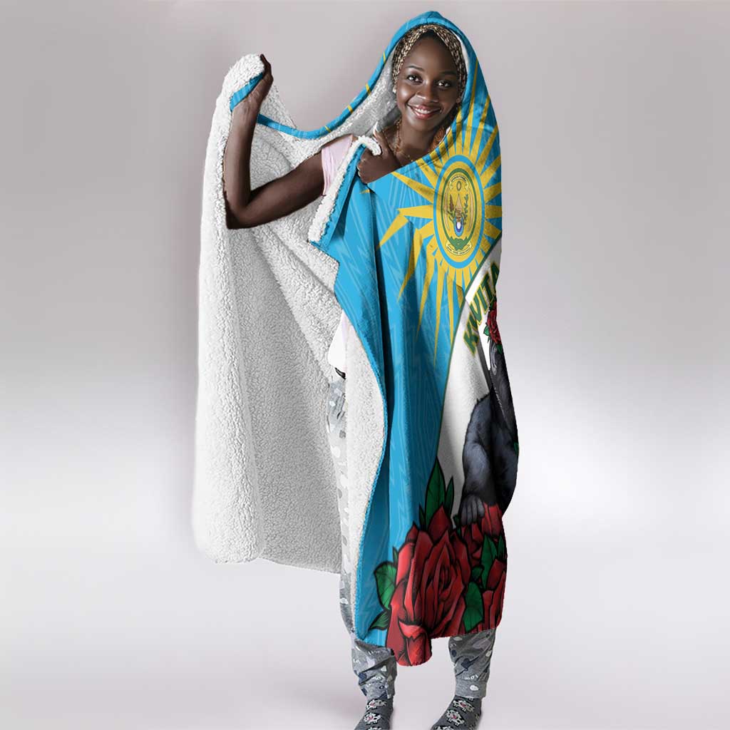 Rwanda’s Gorilla Naming Hooded Blanket Baby Gorilla Coat Of Arms With Red Rose - African Pride