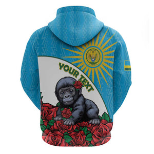 Personalized Rwanda’s Gorilla Naming Hoodie Baby Gorilla Coat Of Arms With Red Rose - African Pride