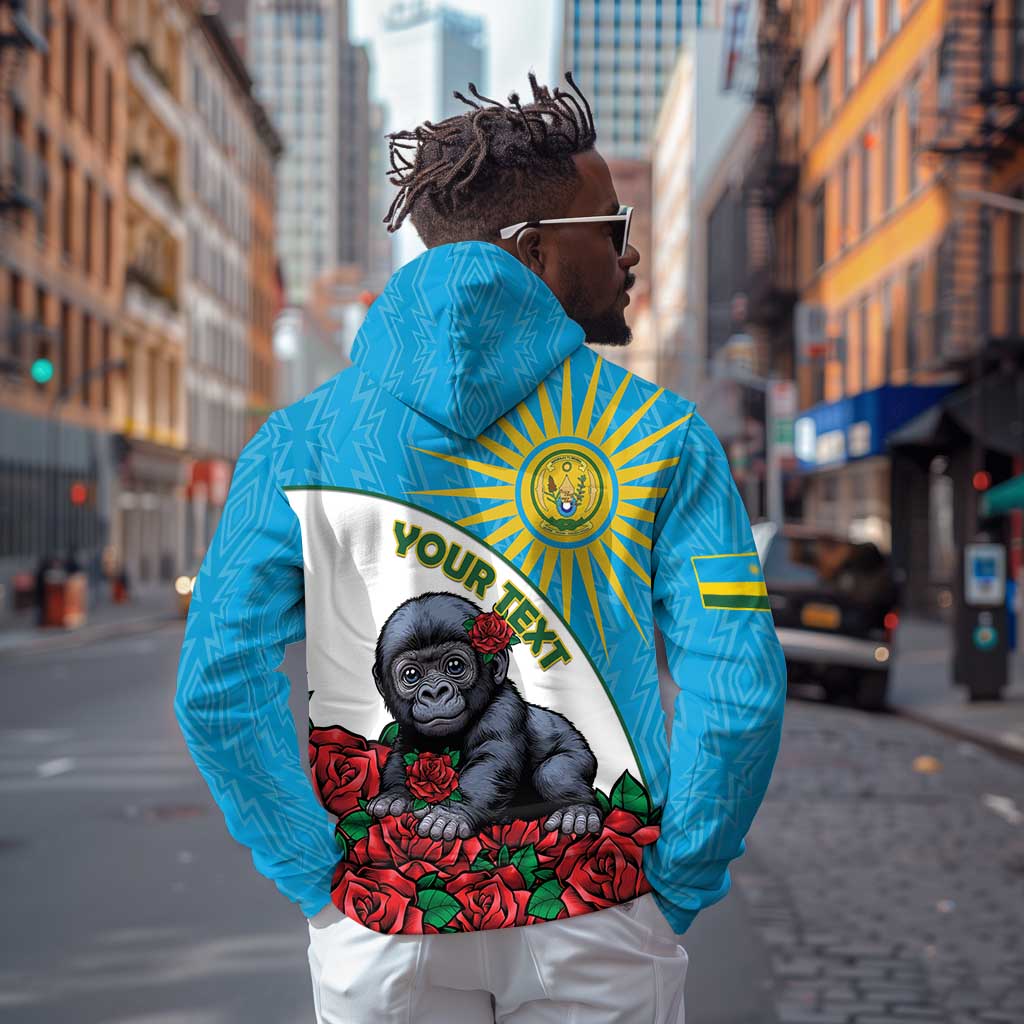 Personalized Rwanda’s Gorilla Naming Hoodie Baby Gorilla Coat Of Arms With Red Rose - African Pride