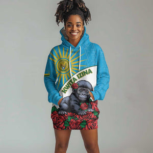 Personalized Rwanda’s Gorilla Naming Hoodie Dress Baby Gorilla Coat Of Arms With Red Rose - African Pride