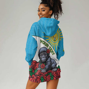 Personalized Rwanda’s Gorilla Naming Hoodie Dress Baby Gorilla Coat Of Arms With Red Rose - African Pride