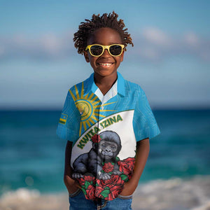 Personalized Rwanda’s Gorilla Naming Kid Hawaiian Shirt Baby Gorilla Coat Of Arms With Red Rose - African Pride