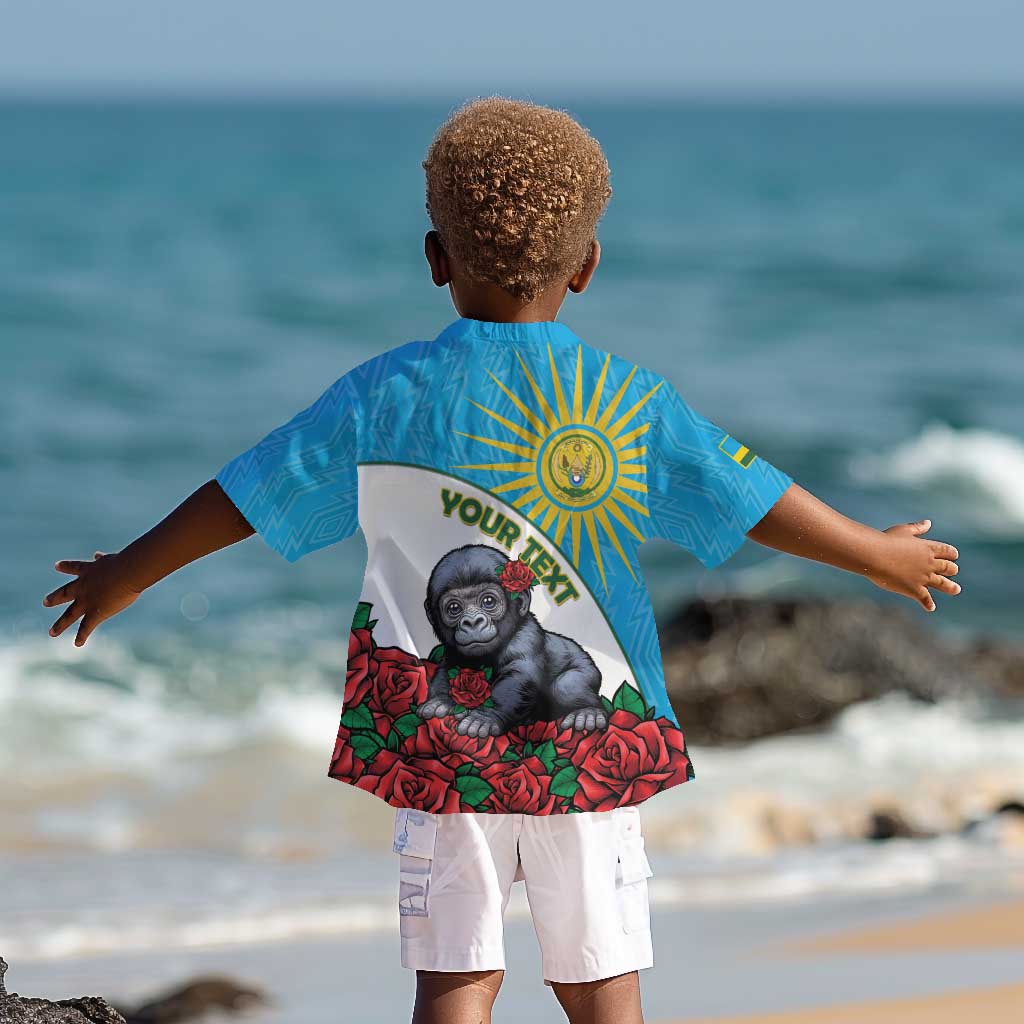 Personalized Rwanda’s Gorilla Naming Kid Hawaiian Shirt Baby Gorilla Coat Of Arms With Red Rose - African Pride