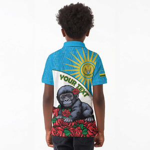 Personalized Rwanda’s Gorilla Naming Kid Polo Shirt Baby Gorilla Coat Of Arms With Red Rose - African Pride