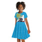 Personalized Rwanda’s Gorilla Naming Kid Short Sleeve Dress Baby Gorilla Coat Of Arms With Red Rose - African Pride