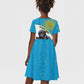 Personalized Rwanda’s Gorilla Naming Kid Short Sleeve Dress Baby Gorilla Coat Of Arms With Red Rose - African Pride
