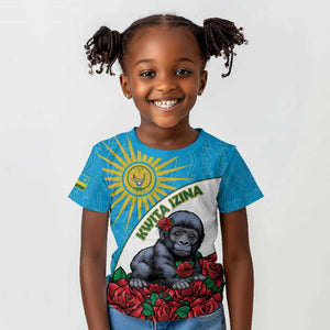 Personalized Rwanda’s Gorilla Naming Kid T shirt Baby Gorilla Coat Of Arms With Red Rose - African Pride