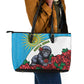 Rwanda’s Gorilla Naming Leather Tote Bag Baby Gorilla Coat Of Arms With Red Rose - African Pride