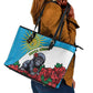 Rwanda’s Gorilla Naming Leather Tote Bag Baby Gorilla Coat Of Arms With Red Rose - African Pride